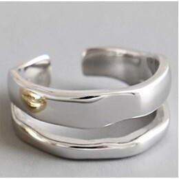 F.I.N.S Fashion 925 srebro pierścionki dwuwarstwowy damski pierścionek srebrny 925 otwarcie regulowany pierścionek damski Fine J