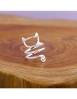 Anenjery osobowość projekt 925 srebro Wrap wokół kota pierścienie dla kobiet dziewczyna biżuteria anillos rozmiar 18mm S-R280