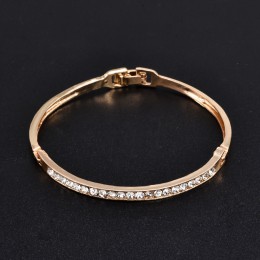 Moda złota stal nierdzewna biały Rhinestone kryształowa bransoletka kobiety Wedding Party bransoletka mankiet biżuteria