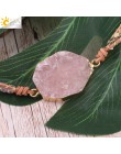 CSJA kamień naturalny bransoletka różowy skóra quartz bransoletki dla kobiet różowe klejnoty kryształowe koraliki biżuteria bohe