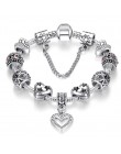 ELESHE moda kolor srebrny serce bransoletka Charms bransoletka dla kobiet DIY 925 kryształowe koraliki Fit oryginalne bransoletk