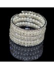 Elegancka kryształowa imitacja bransoletka perłowa wielowarstwowa rozciągliwa bransoletka perłowa bransoletka perłowa dla kobiet