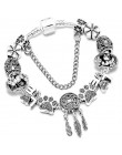 Moda niedźwiedź palmowy łapacz snów z piór uroku bransoletki dla kobiet mężczyzn oryginalne kryształowe kwiaty miłość bransoletk