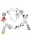 Kryształowe Mickey koraliki srebrne Dangles Charm bransoletki bransoletki dla kobiet dzieci z czerwonym kryształem delikatna bra
