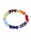 7 Chakra moda Healing bransoletka z paciorkami naturalny kamień lawowy koraliki w kolorze tiger eye bransoletka 8MM dla kobiet m