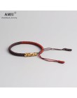 AMIU tybetański buddyjski talizman tybetański bransoletki i Bangles dla kobiet mężczyzn ręcznie węzłów czarna lina prezent na bo
