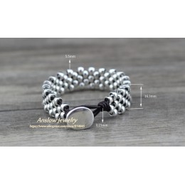 Anslow nowy projekt kreatywna marka najwyższej jakości biżuteria Strand srebrne koraliki bransoletki skórzane bransoletki najlep