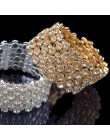 Moda 3/6 wiersze kryształowe złoto srebro bransoletki i Bangles dla kobiet Rhinestone Stretching bransoletka bransoleta na ramię