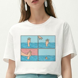 Kobiety T Shirt moją depresję mój mózg mój niepokój list wydrukowano Tshirt nowy Harajuku parodia dorywczo luźne Vogue Tee koszu