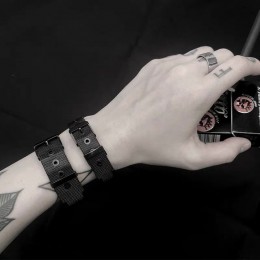 HZ Punk minimalistyczny pasek ze stali nierdzewnej czarny zegarek 8-18mm szeroki regulowany tytanu stali Hip Hop bransoletka dla
