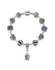 ELESHE autentyczne emalia srebrny kryształ wisiorek z koralikami bransoletka dla kobiet z łańcuch bezpieczeństwa Strand bransole