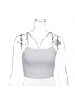 BOOFEENAA łańcuch Sexy top typu crop tank kobiety ubrania 2020 Rave festiwal Streetwear moda lato topy czarny biały C70-G56