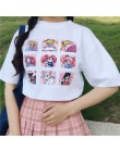 Letnia moda damska duże rozmiary Casual Harajuku litery z kreskówek ulzzang Sailor Moon z krótkim rękawem śmieszne pół T-Shirt
