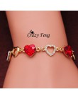 Darmowa wysyłka moda Charm bransoletka złoty kolor Chain Link kryształowy łańcuszek z sercem Lover bransoletki bransoletki dla d