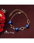 Darmowa wysyłka moda Charm bransoletka złoty kolor Chain Link kryształowy łańcuszek z sercem Lover bransoletki bransoletki dla d