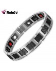 Rainso bransoletka męska biżuteria magnetyczna moda ze stali nierdzewnej czarne bransoletki bransoletka Wrist Band sport Style n