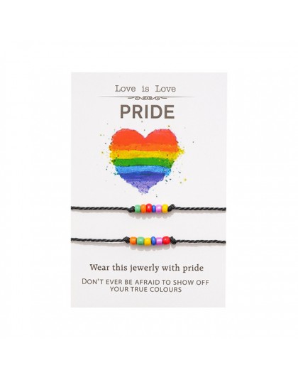 2 sztuk/zestaw nowy Rainbow LGBT Sead Brads zestaw bransoletek mężczyźni kobiety ręcznie pleciona czarna lina bransoletka Homme 