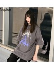 Neploe Gothic Pentagram nadrukowane litery kobiet Harajuku t-shirt kobiet topy luźne letnie koreańskie ubrania T Shirt 39138