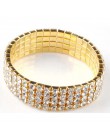 Moda 4/5/8 wiersze całkowicie wyłożone kryształkami Rhinestone elastyczna bransoletka srebrny złoty bransoletka Bling nadgarstek