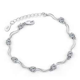 Moda chain & link bransoletki dla kobiet kryształ wysokiej jakości bransoletki 925 bransoletki ze srebra wysokiej próby biżuteri