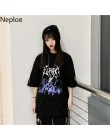 Neploe Gothic Pentagram nadrukowane litery kobiet Harajuku t-shirt kobiet topy luźne letnie koreańskie ubrania T Shirt 39138