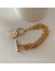 HUANZHI Handmade barokowa złota młotkiem moneta naturalna perła słodkowodna bransoletka przełączka zapięcie portret bransoletki 