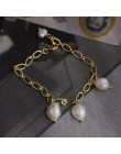 HUANZHI Handmade barokowa złota młotkiem moneta naturalna perła słodkowodna bransoletka przełączka zapięcie portret bransoletki 