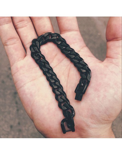 2019 bransoleta ze stali nierdzewnej mężczyzn prezenty łańcuch męski kubański link akcesoria retro czarny rock charm proste bran