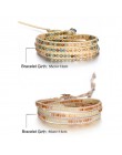 Boho ręcznie tkane bransoletki z koralików kamiennych dla kobiet w stylu Vintage wielowarstwowy Wrap bransoletka opaska Charm br