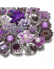 10 sztuk/partia hurtownie Snap biżuteria 18 przyciski zatrzaskowe mm mieszane purpurowy kryształ górski metalowy kwiat zatrzaski