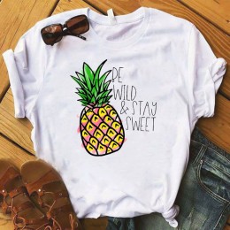Ananas owoce odzież T-shirt moda damska modna koszulka Top graficzna koszulka koszulka damska kobiety Kawaii Camisas Mujer ubran