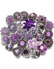10 sztuk/partia hurtownie Snap biżuteria 18 przyciski zatrzaskowe mm mieszane purpurowy kryształ górski metalowy kwiat zatrzaski