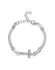 2020 wysokiej jakości srebrne bransoletki z kryształami Rhinestone bransoletka nieskończoność męska biżuteria damska