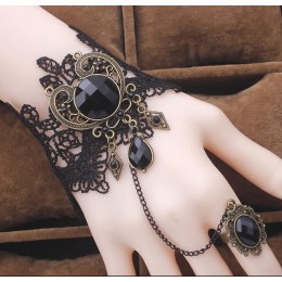 RscvonM kobiety w kształcie serca Rinestone Vintage czarna koronkowa bransoletka s gotycka biżuteria gotycka czarna seksowna kor