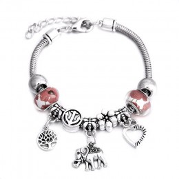 Nowa bransoletka z wisiorkiem 6 kolorów srebrna klamra homara wąż łańcuch zroszony bransoletki dla kobiet lato bransoletka miłoś
