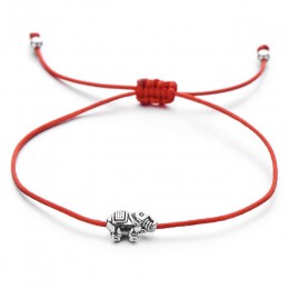 Pipitree Retro słoń Charm bransoletka przyjaźń inspirujący prezent czerwona nić regulowane życzenia bransoletki kobiety mężczyźn