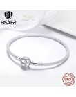 BISAER 925 srebro Pulseira Snowflake bransoletki 925 serce wąż zapięcie łańcucha femme srebrna bransoletka dla kobiet biżuteria