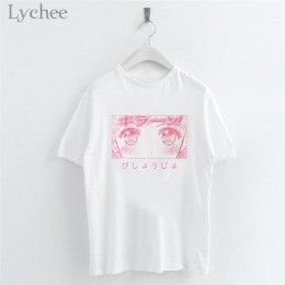 Lychee japońskie anime z nadrukiem z czarodziejką z księżyca kobiet T-Shirt biały Casual O-Neck t-shirty z krótkim rękawem Tee T