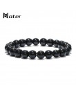 Minimalistyczny naturalny czarny obsydian bransoletka mężczyzn 4mm 6mm 8mm 10mm 12mm zroszony urok Brazalete Hombre joga biżuter