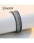 UMODE kolorowe list łańcuch bransoletki tenisowe dla kobiet dziewczyn białe złoto różowe złoto kolor cyrkonia Femme Accesorios U