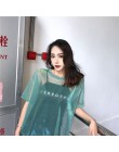Foxmertor 2020 letnie kobiety perspektywa lekka przędza jedwabiu Sexy Club koszulka z krótkim rękawem O-neck różowy zielony nieb