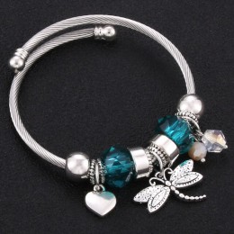 Dragonfly love Trendy elastyczne metalowe paciorki bransoletka biżuteria 6 kolorów srebrny łańcuszek żmijka bransoletki łańcucho