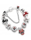 Kod BRACE Handmade Mickey & Minnie szkło Murano wisiorek z koralikami bransoletka kobiety Fit wąż łańcuch bransoletka dla dzieci