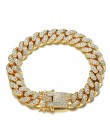 Hip Hop Bling Iced Out Miami kubański Link Chain pełna AAA Crystal Pave męska bransoletka złoto srebro kolor bransoletki dla męż