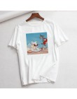 Kot nadruk z myszą kreskówka dorywczo ładny letni top zabawa parodia kobieta luźna para duży rozmiar O-neck Ulzzang t-shirt w st
