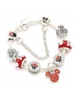 Kod BRACE Handmade Mickey & Minnie szkło Murano wisiorek z koralikami bransoletka kobiety Fit wąż łańcuch bransoletka dla dzieci