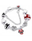 Kod BRACE Handmade Mickey & Minnie szkło Murano wisiorek z koralikami bransoletka kobiety Fit wąż łańcuch bransoletka dla dzieci