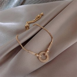 Modne proste aaa sześcienne cyrkonie bransoletka z wisiorkiem dla kobiety okrągłe błyszczące kryształowe koreański bransoletka k