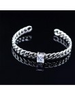 Anenjery 925 Sterling Silver biżuteria Thai srebrna bransoletka Punk cyrkon liny Chian mankietów bransoletki i Bangles pulseras 