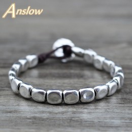 Anslow Hot Vintage klasyczna biżuteria nowy przyjaciel para kobiety urok liny antyczne srebro bransoletka z koralików prezent LO